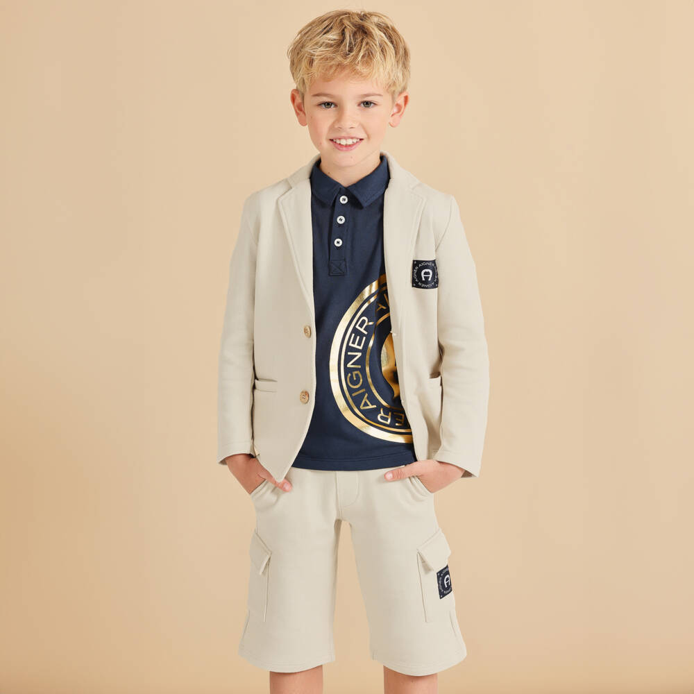 AIGNER-Boys Casual Beige Cargo Shorts | Childrensalon Outlet