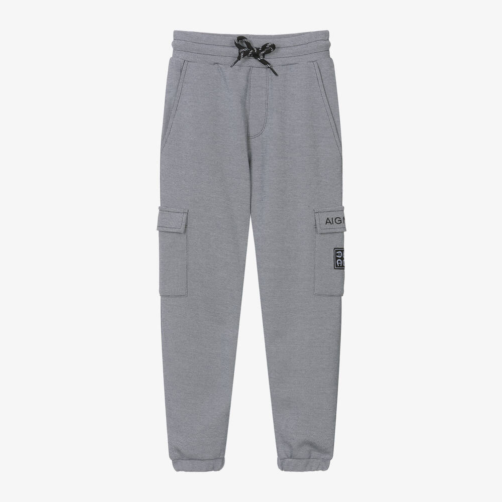 AIGNER-Boys Charcoal Cotton Cargo Trousers | Childrensalon Outlet