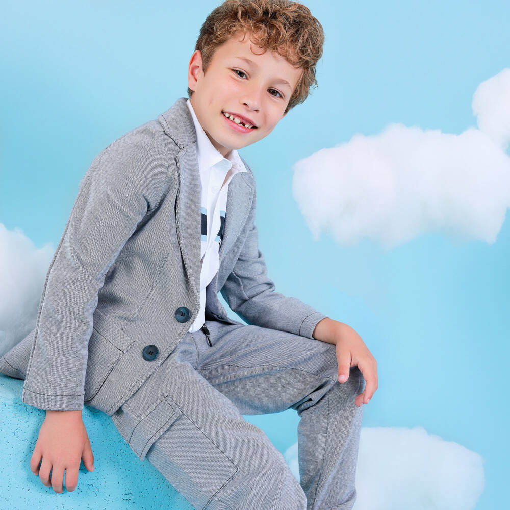 AIGNER-Boys Charcoal Cotton Cargo Trousers | Childrensalon Outlet