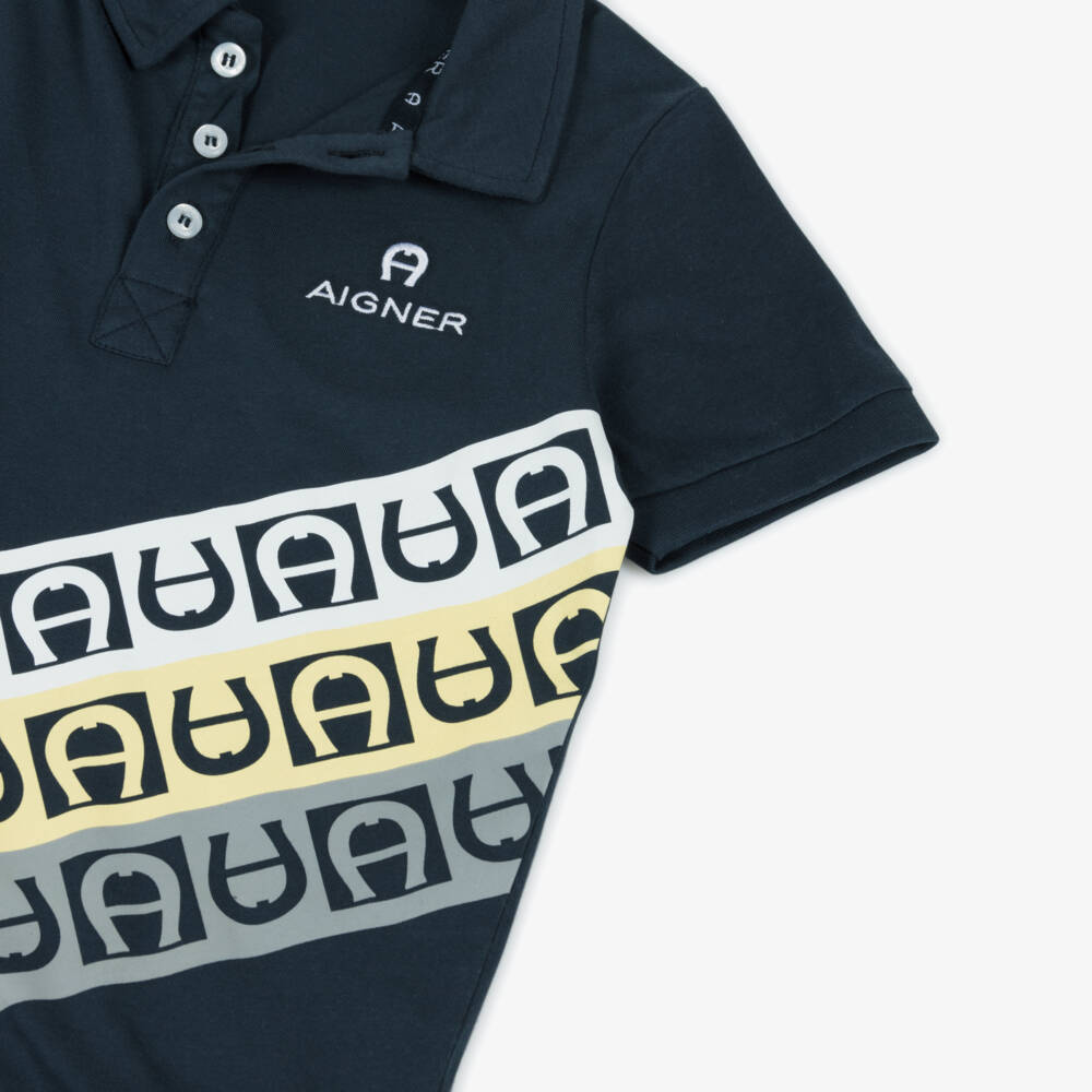 AIGNER-Классическая синяя рубашка поло для мальчиков | Childrensalon Outlet
