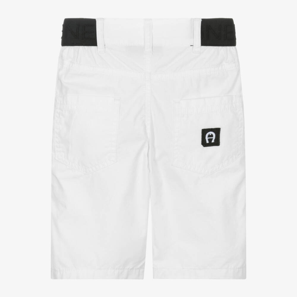 AIGNER-Boys Classic White Bermuda Shorts | Childrensalon Outlet