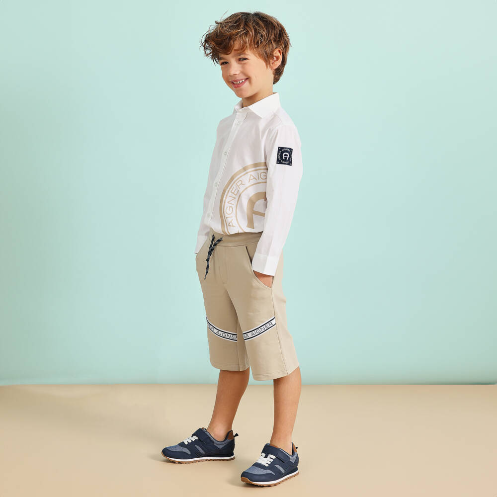 AIGNER-Классическая белая хлопковая рубашка для мальчиков | Childrensalon Outlet