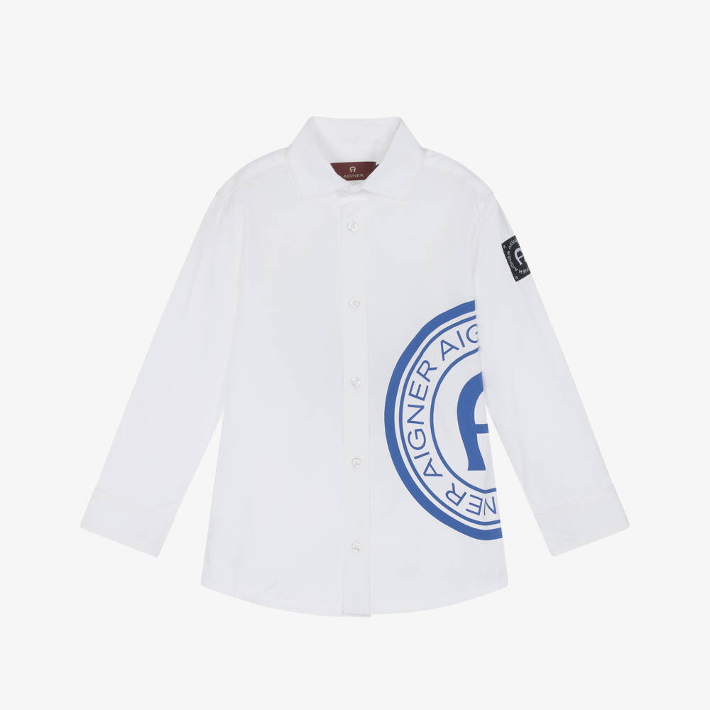 AIGNER-Boys Classic White Cotton Top | Childrensalon Outlet