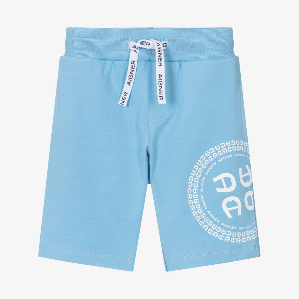 AIGNER-Boys Cotton Blue Jersey Shorts | Childrensalon Outlet