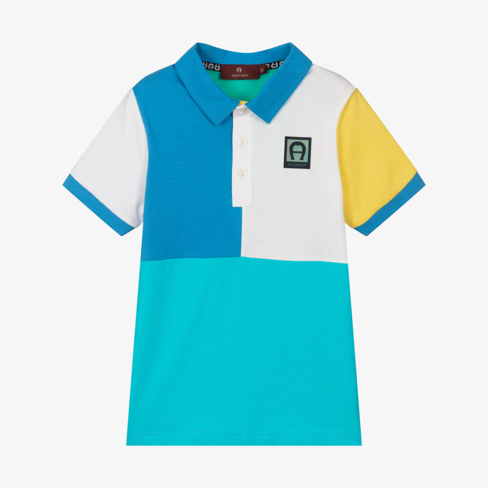 AIGNER-Boys Cotton Colourblock Polo Shirt | Childrensalon Outlet