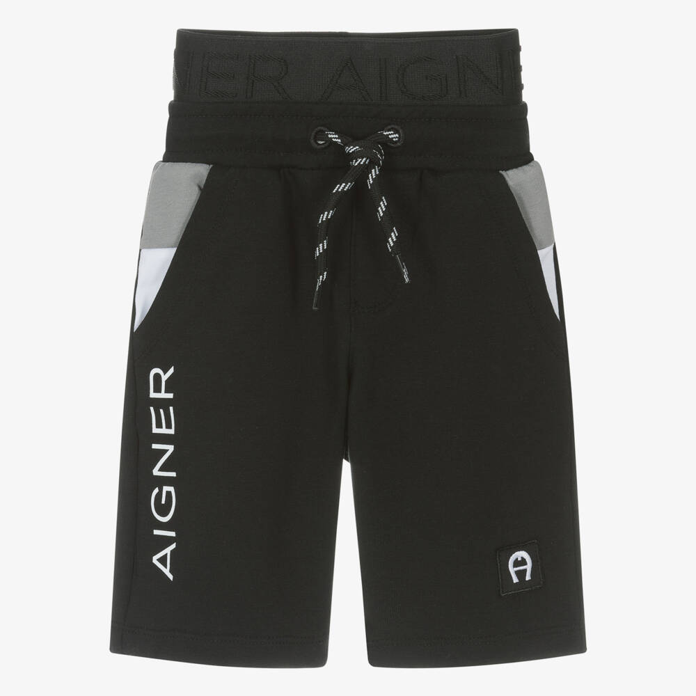 AIGNER-Boys Cotton Comfort Black Shorts | Childrensalon Outlet