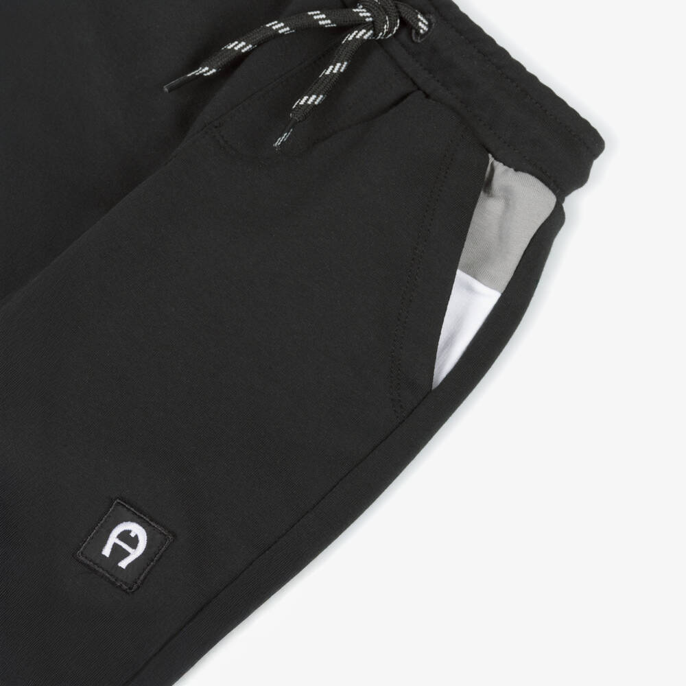 AIGNER-شورت قطني مريح أسود للأولاد | Childrensalon Outlet