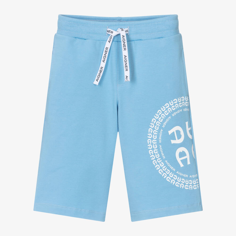AIGNER-Boys Cotton Jersey Blue Shorts | Childrensalon Outlet