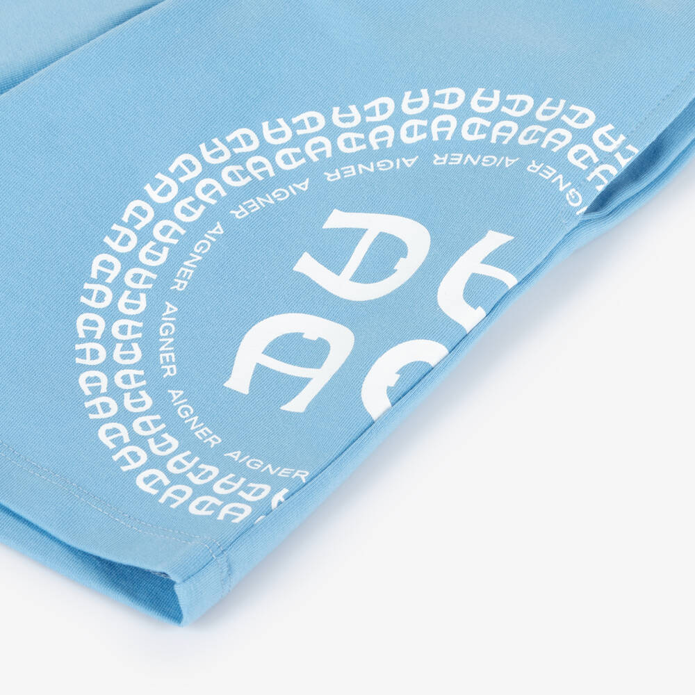 AIGNER-Boys Cotton Jersey Blue Shorts | Childrensalon Outlet