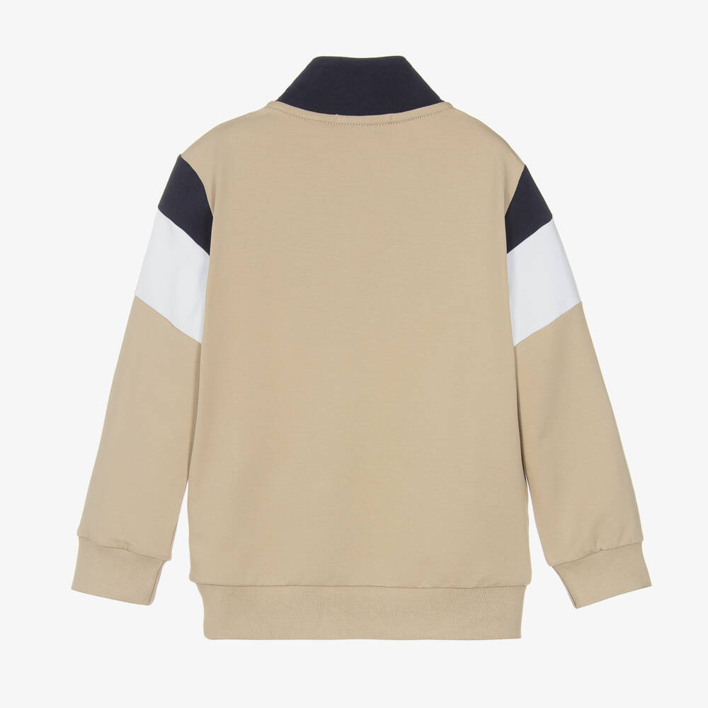 AIGNER-Boys Cotton Navy Beige Sweatshirt | Childrensalon Outlet