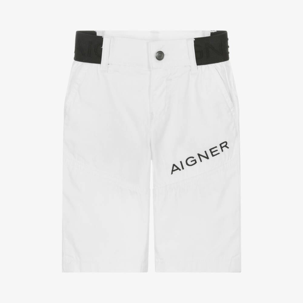 AIGNER-شورت قطني للأولاد بشعار أبيض | Childrensalon Outlet