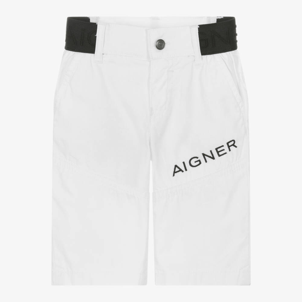 AIGNER-Шорты из хлопка с белым логотипом для мальчиков | Childrensalon Outlet