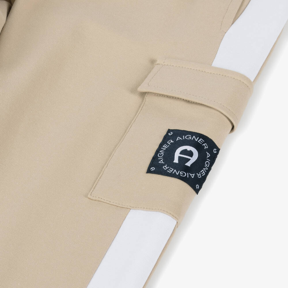 AIGNER-Boys Cozy Beige Cargo Trousers | Childrensalon Outlet