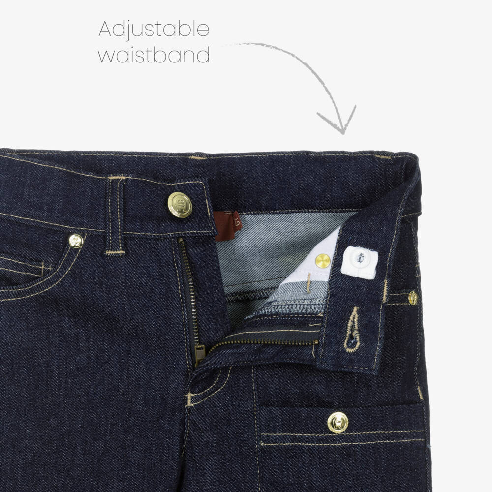AIGNER-Boys Dark Blue Denim Jeans with Embossed Gold Rivets | Childrensalon Outlet