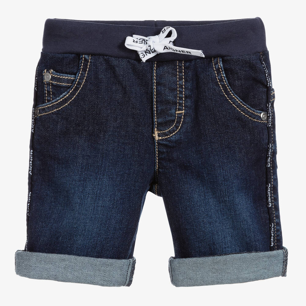 AIGNER - Boys Dark Blue Denim Shorts | Childrensalon