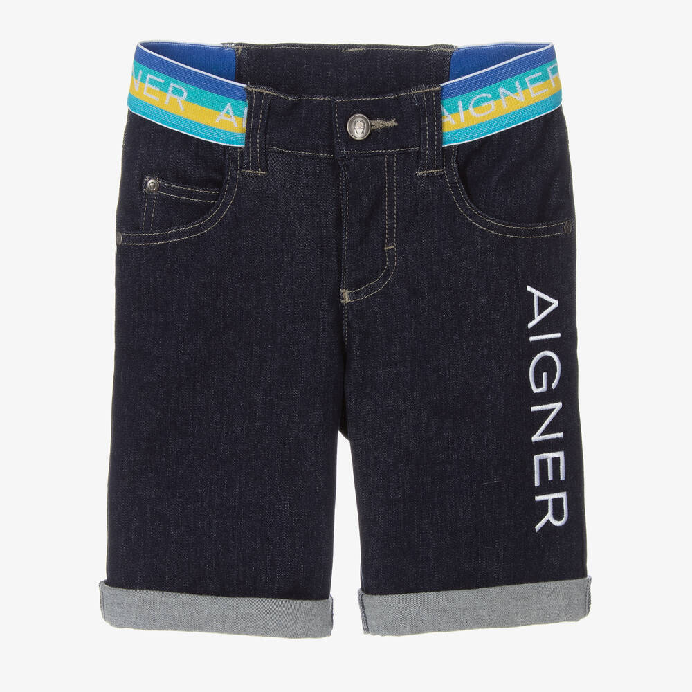 AIGNER - Boys Dark Blue Denim Shorts | Childrensalon