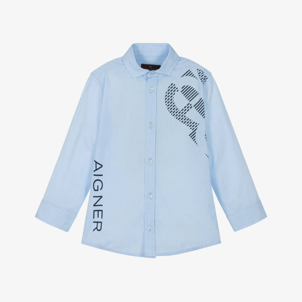 AIGNER-Boys Elegant Blue Cotton Top | Childrensalon Outlet