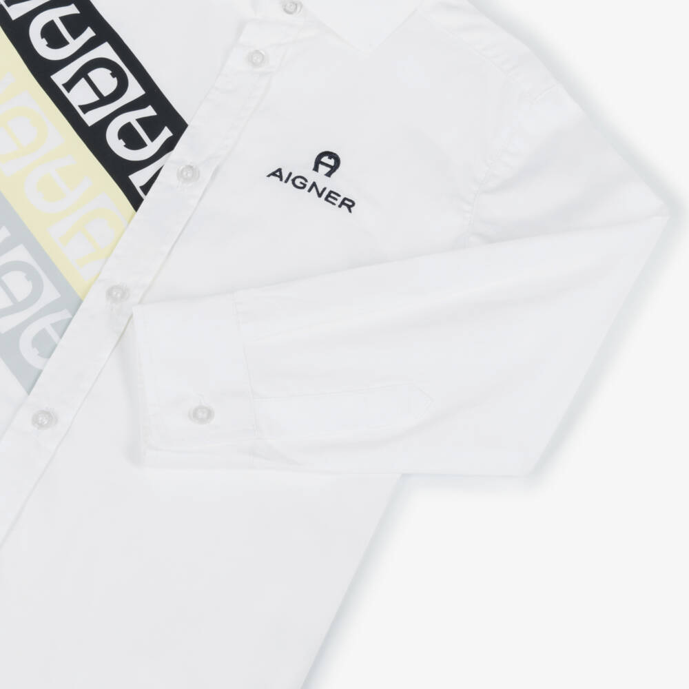 AIGNER-Boys Elegant White Cotton Top | Childrensalon Outlet