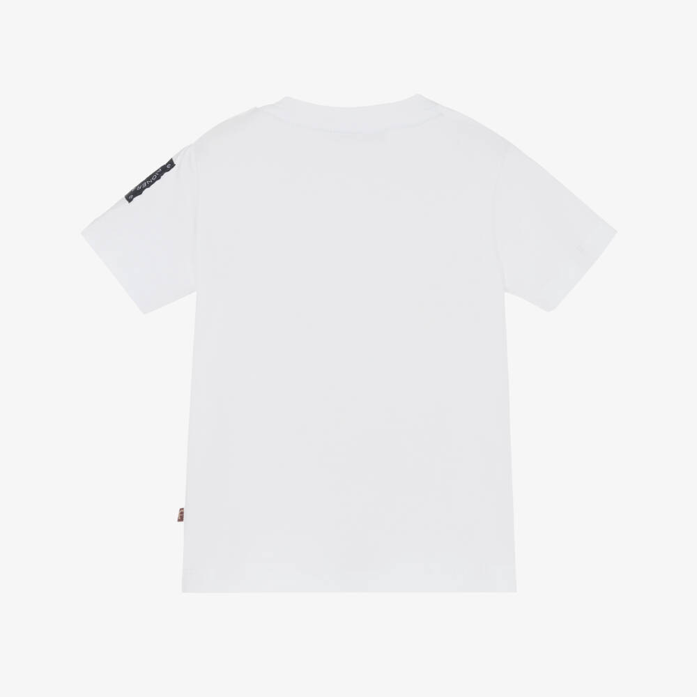 AIGNER-Boys Gold Accent White Cotton Tee | Childrensalon Outlet