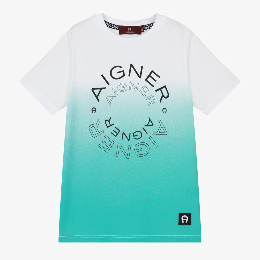 AIGNER-تي شيرت قطن أخضر متدرج للأولاد | Childrensalon Outlet