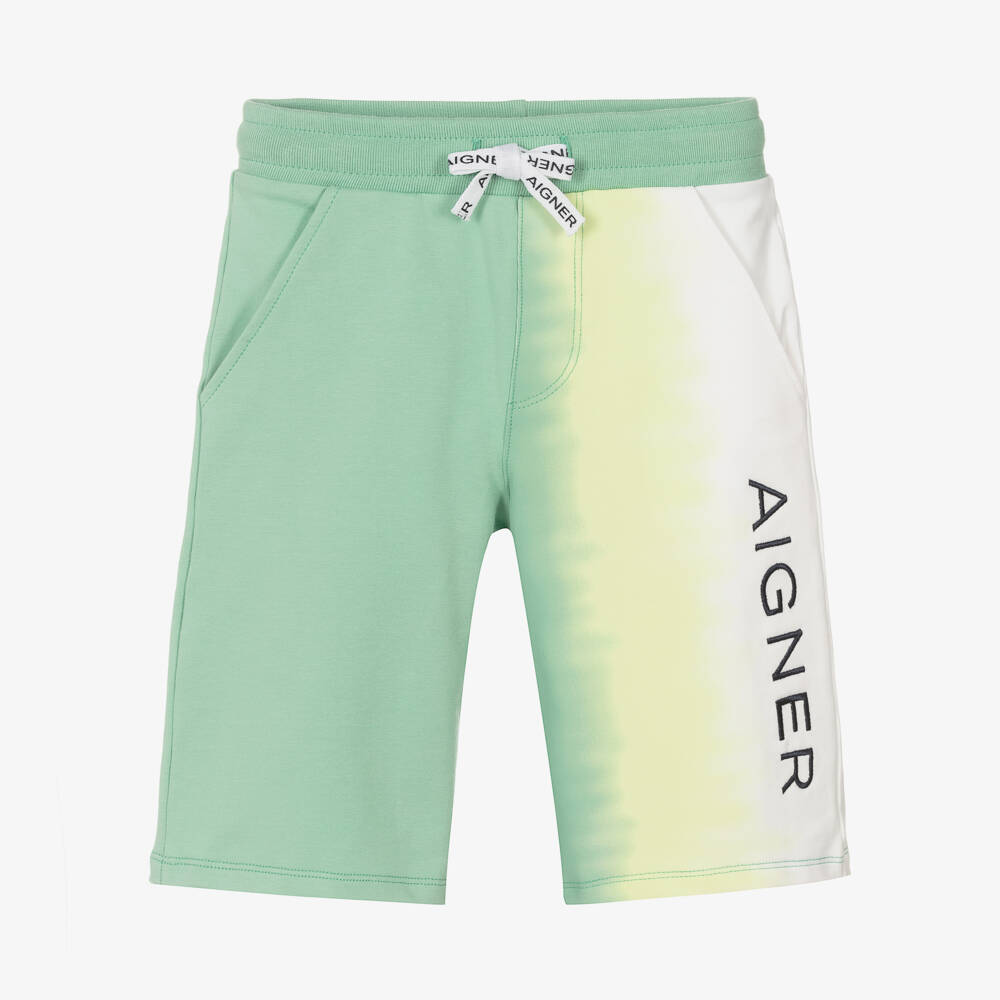 AIGNER-شورت قطن جيرسي لون أخضر للأولاد | Childrensalon Outlet