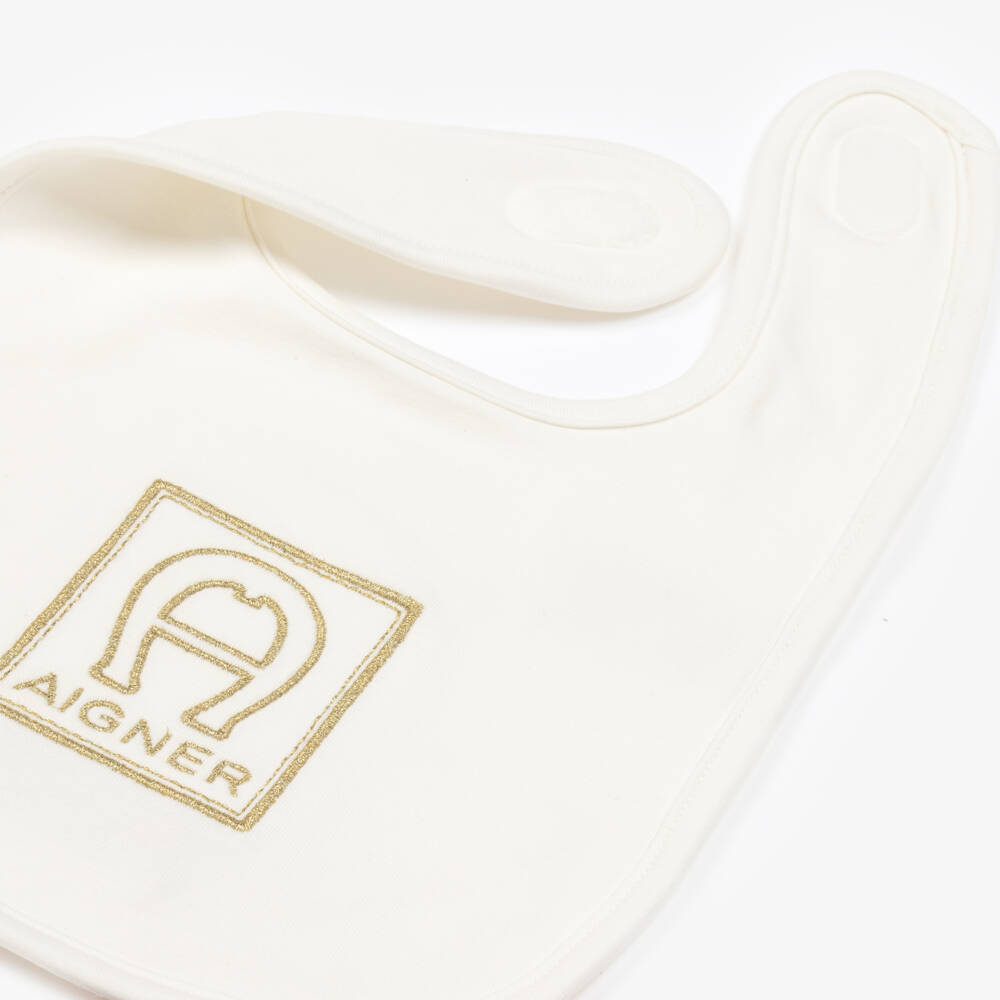 AIGNER-Boys Ivory Pima Feeding Bib | Childrensalon Outlet