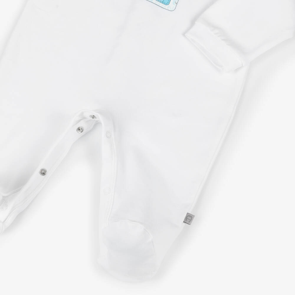 AIGNER-Boys Ivory Soft Jersey Sleepsuit | Childrensalon Outlet