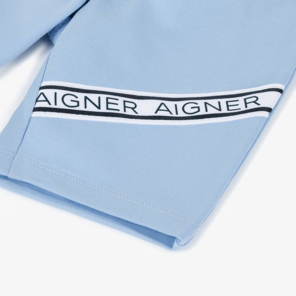 AIGNER-Boys Light Blue Jersey Shorts | Childrensalon Outlet