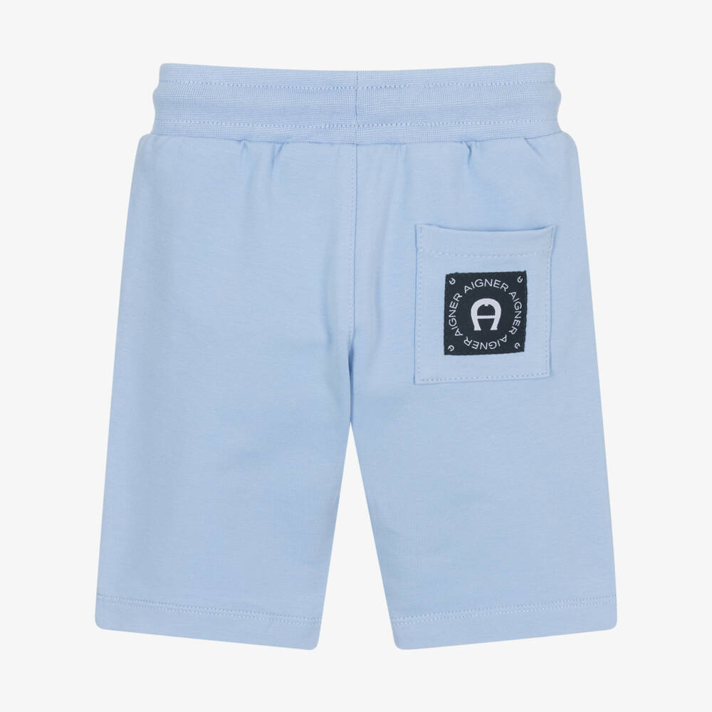 AIGNER-Boys Light Blue Jersey Shorts | Childrensalon Outlet