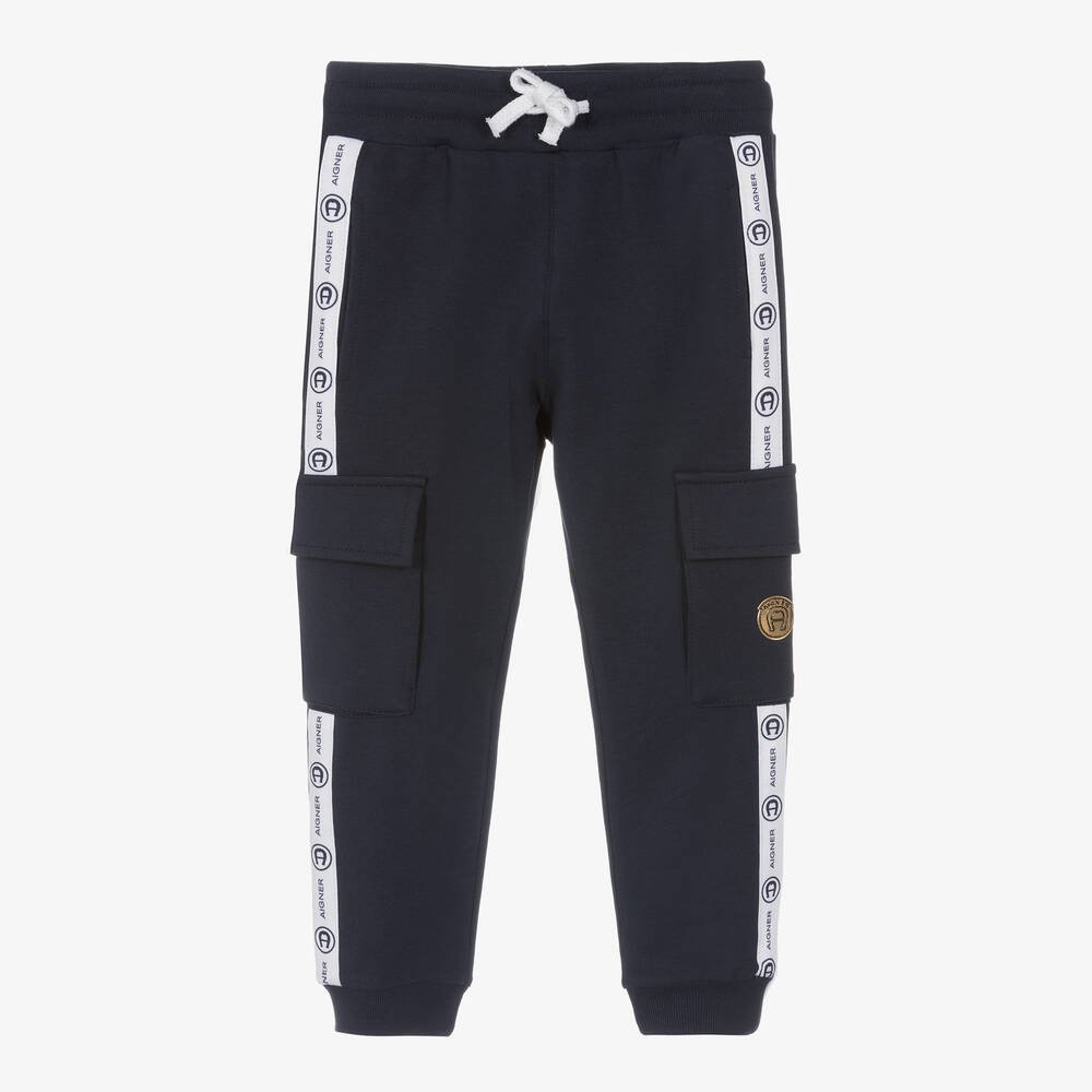 AIGNER - Pantalon de survêtement cargo bleu marine garçon | Childrensalon