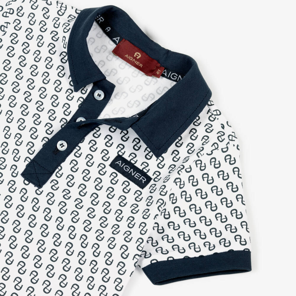 AIGNER-Boys Navy Blue Cotton A-Logo Polo Shirt & Shorts Set | Childrensalon Outlet