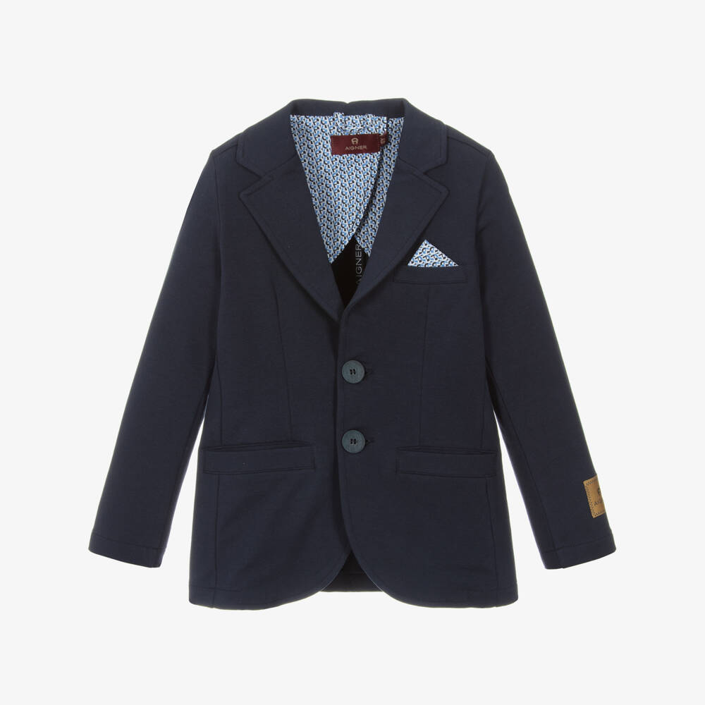 AIGNER-Boys Navy Blue Cotton Blazer | Childrensalon Outlet