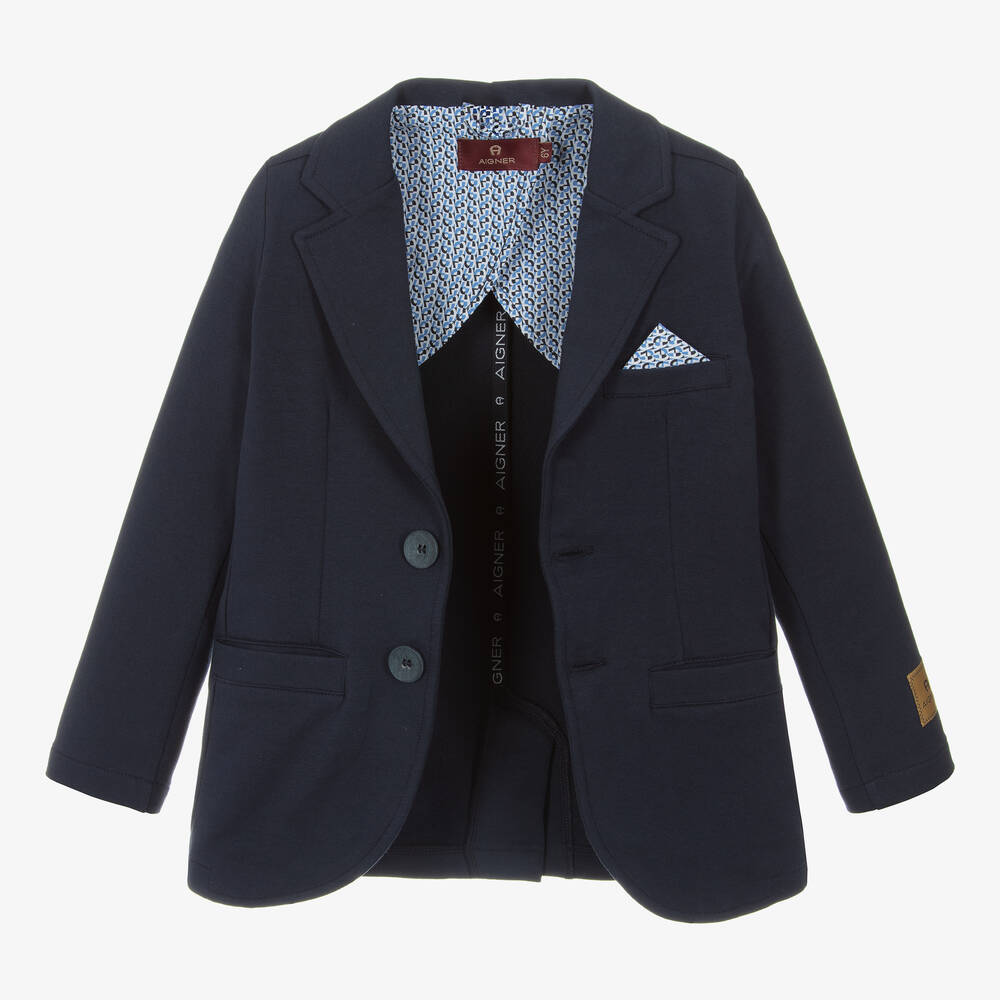 اقنر-جاكيت بلايزر قطن جيرسي لون كحلي للأولاد | Childrensalon Outlet