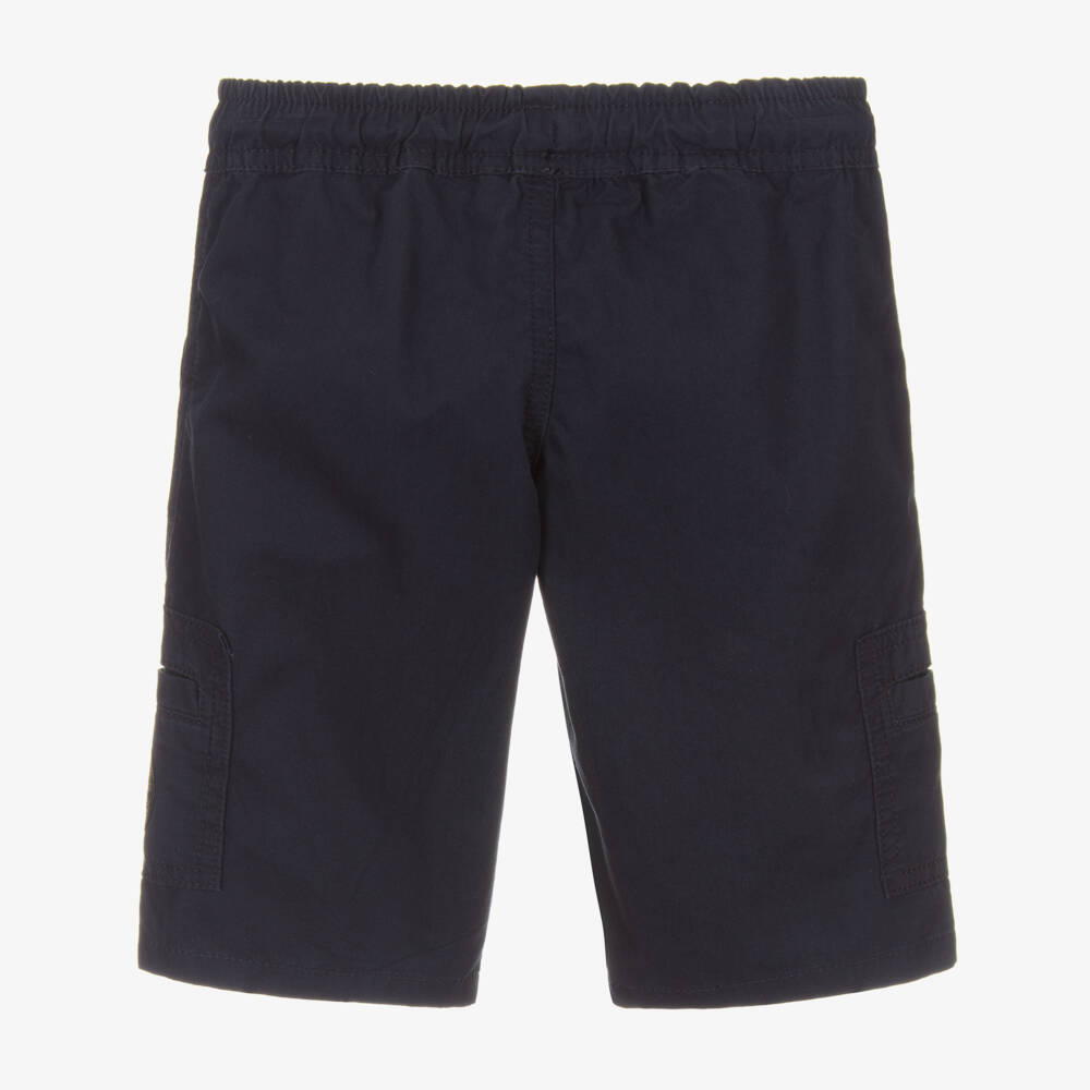 AIGNER-Boys Navy Blue Cotton Cargo Shorts with Logo | Childrensalon Outlet