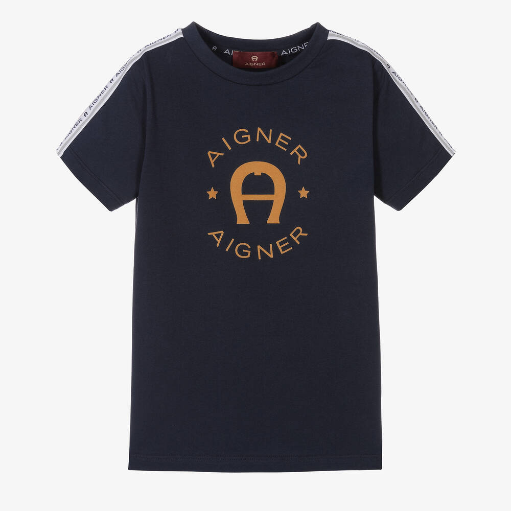 AIGNER - T-shirt bleu marine en coton garçon | Childrensalon