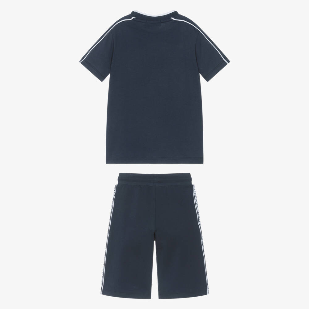 AIGNER-Boys Navy Blue Cotton Jersey Shorts Set | Childrensalon Outlet