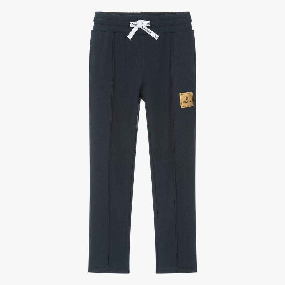 AIGNER-Boys Navy Blue Cotton Joggers | Childrensalon Outlet