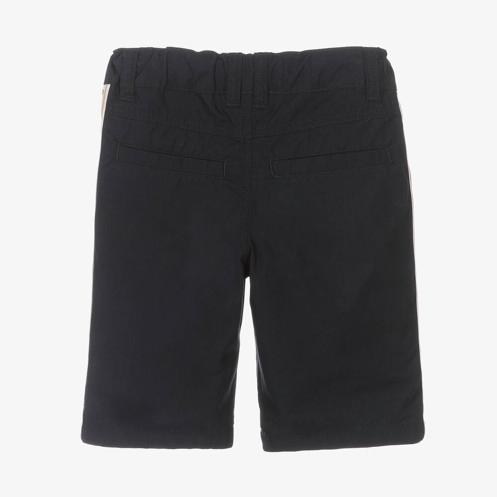 AIGNER-Boys Navy Blue Cotton Logo Shorts | Childrensalon Outlet