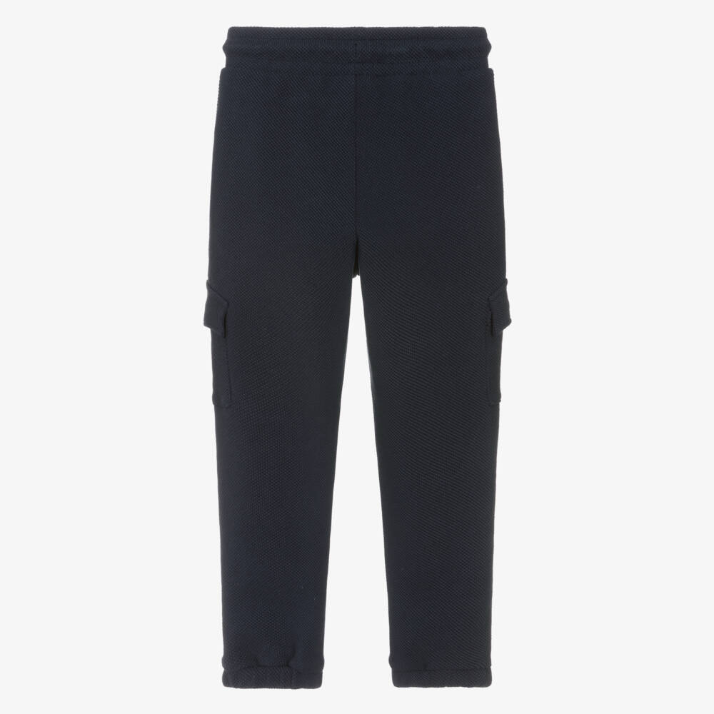 AIGNER-Boys Navy Blue Cotton Piqué Joggers | Childrensalon Outlet