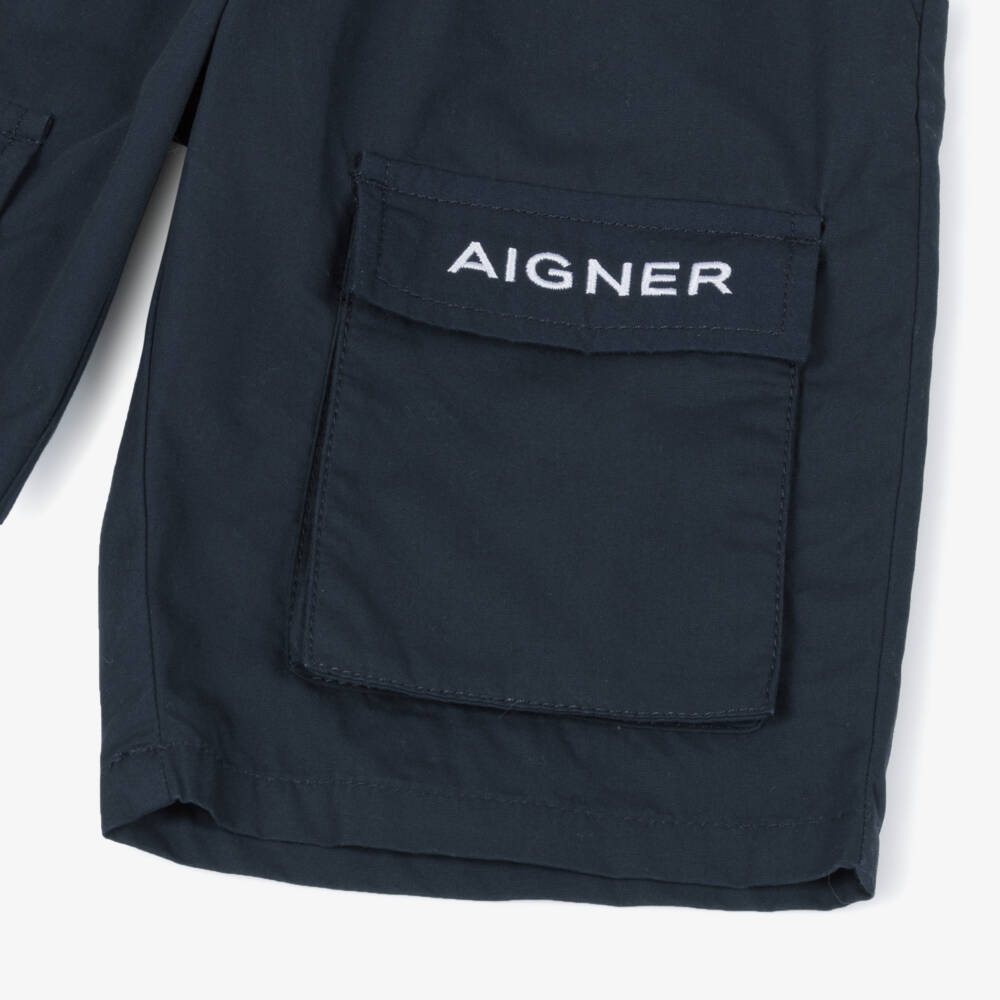 AIGNER-Синие шорты с логотипом | Childrensalon Outlet