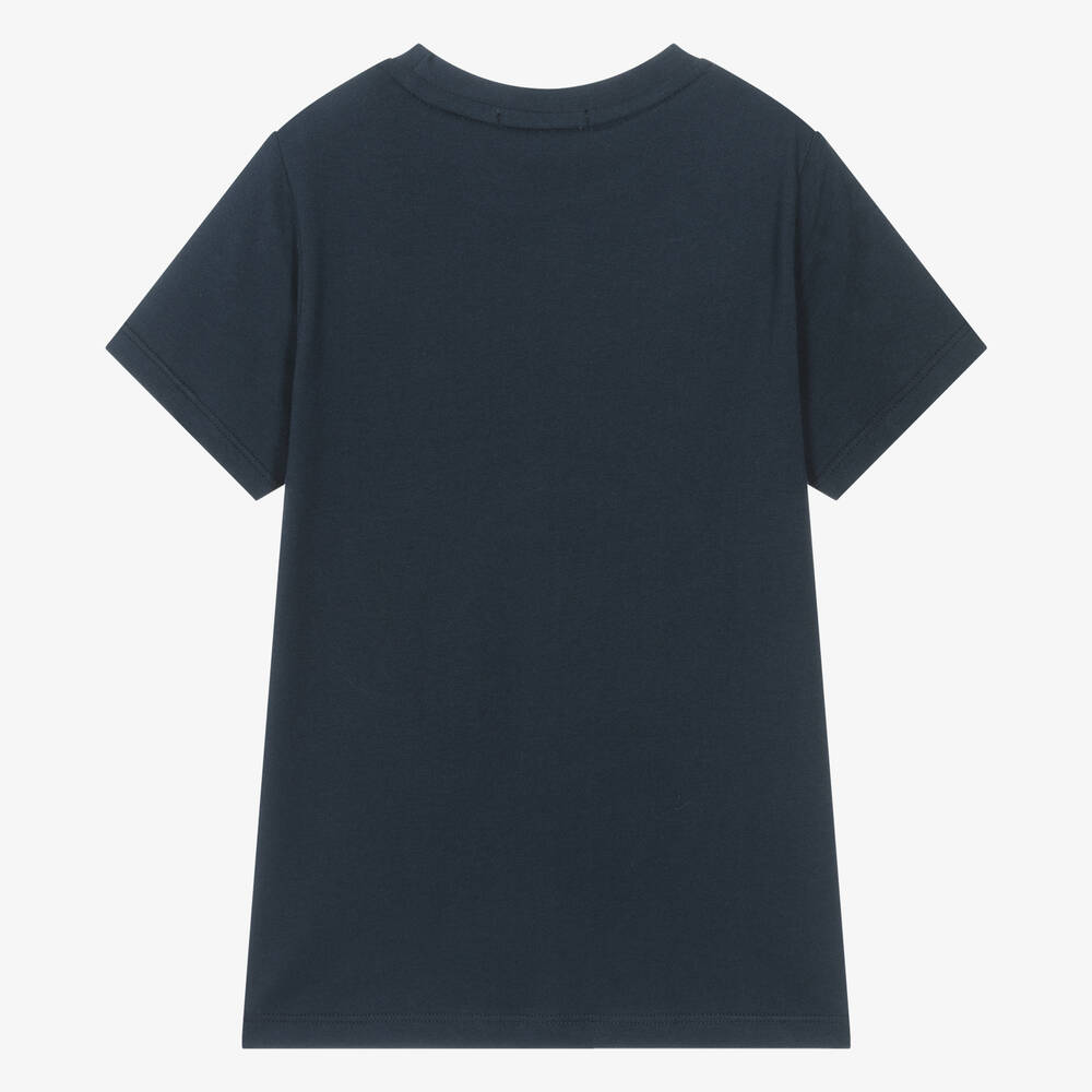 AIGNER-Boys Navy Blue Cotton T-Shirt | Childrensalon Outlet