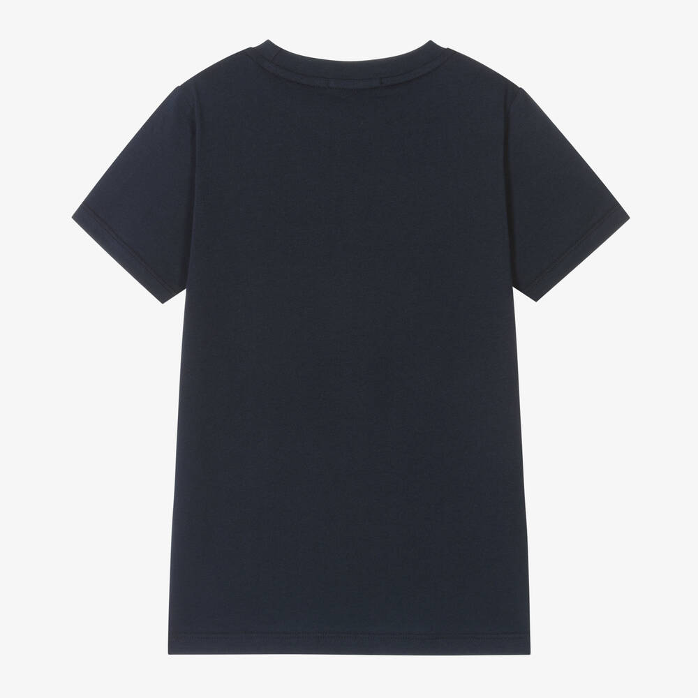AIGNER-Boys Navy Blue Cotton T-Shirt | Childrensalon Outlet