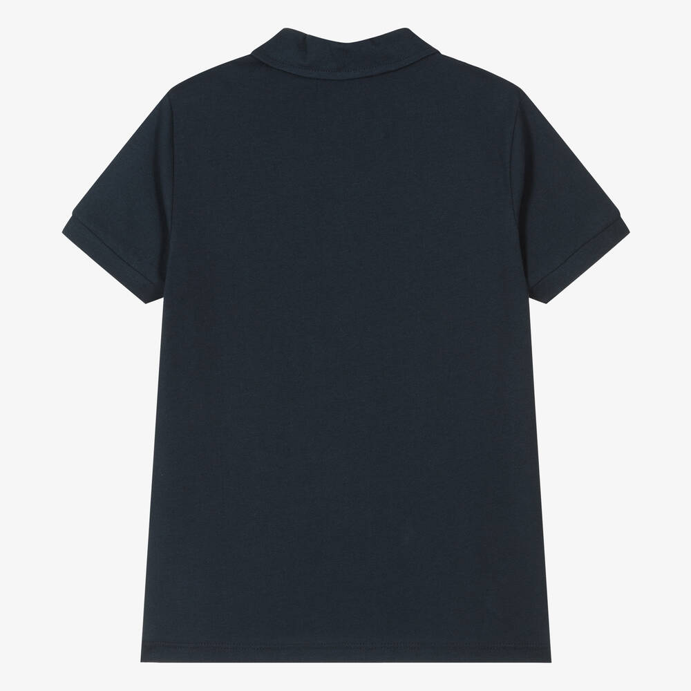AIGNER-Boys Navy Blue & Gold Cotton Polo Shirt | Childrensalon Outlet