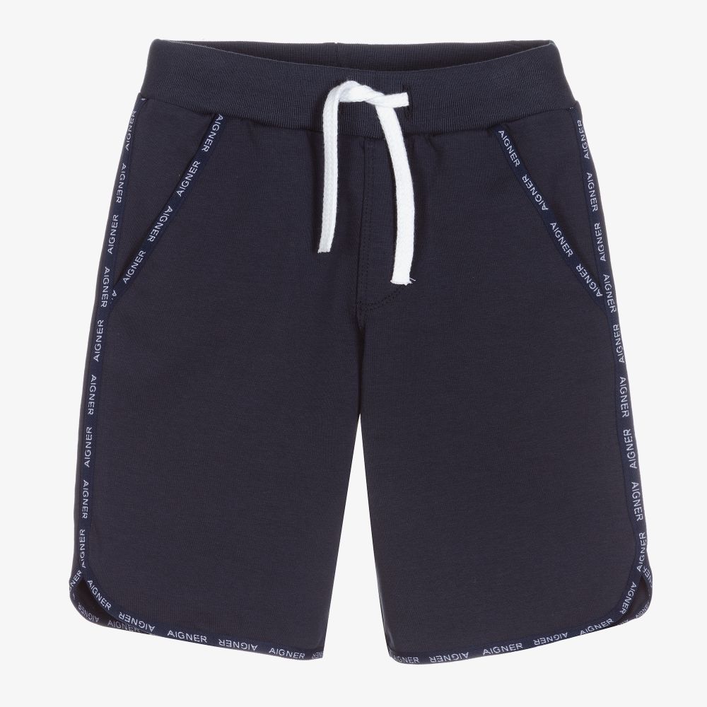 AIGNER - Boys Navy Blue Jersey Shorts | Childrensalon
