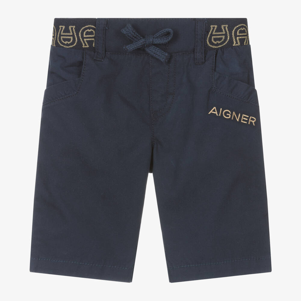 AIGNER-Boys Navy Cotton Bermuda Shorts | Childrensalon Outlet