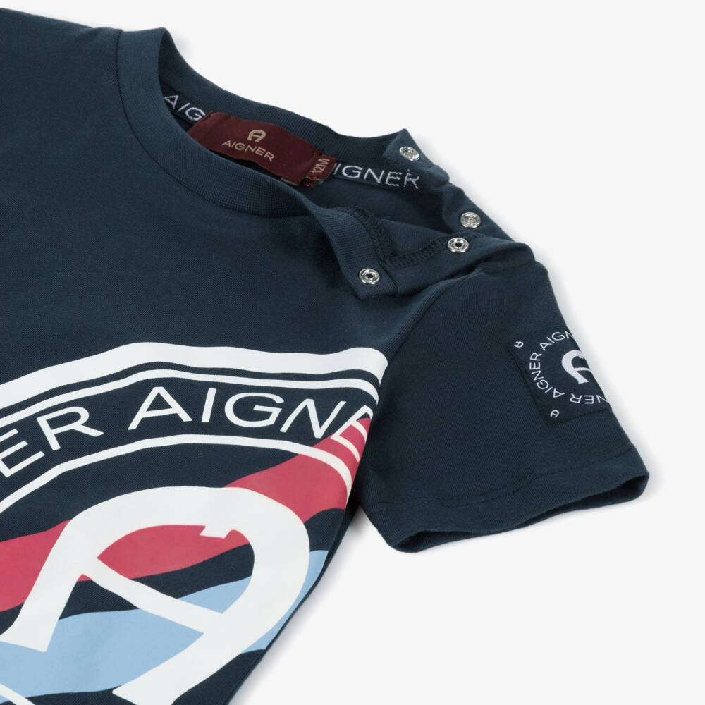 AIGNER-Футболка синий хлопковая для мальчиков | Childrensalon Outlet