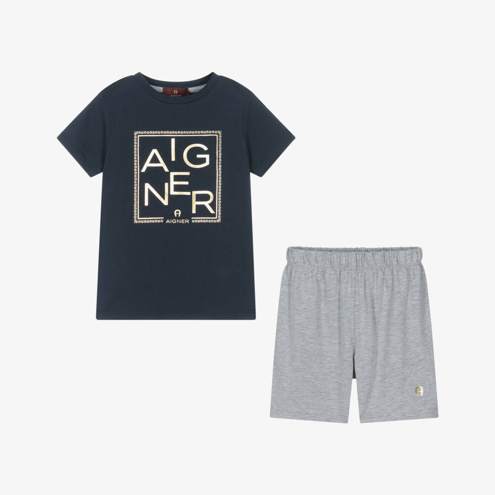 AIGNER-Пижама синий и серый для мальчиков | Childrensalon Outlet