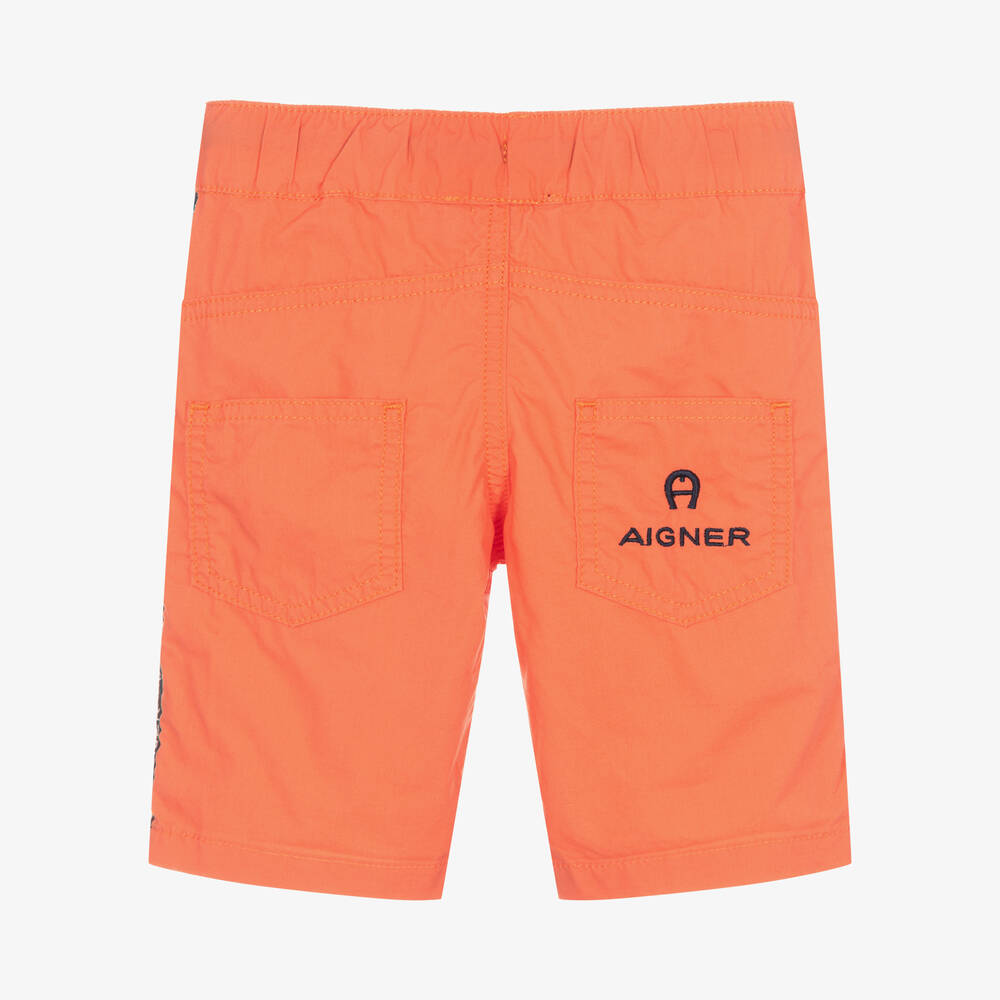 AIGNER-Boys Orange Cotton Logo Shorts | Childrensalon Outlet