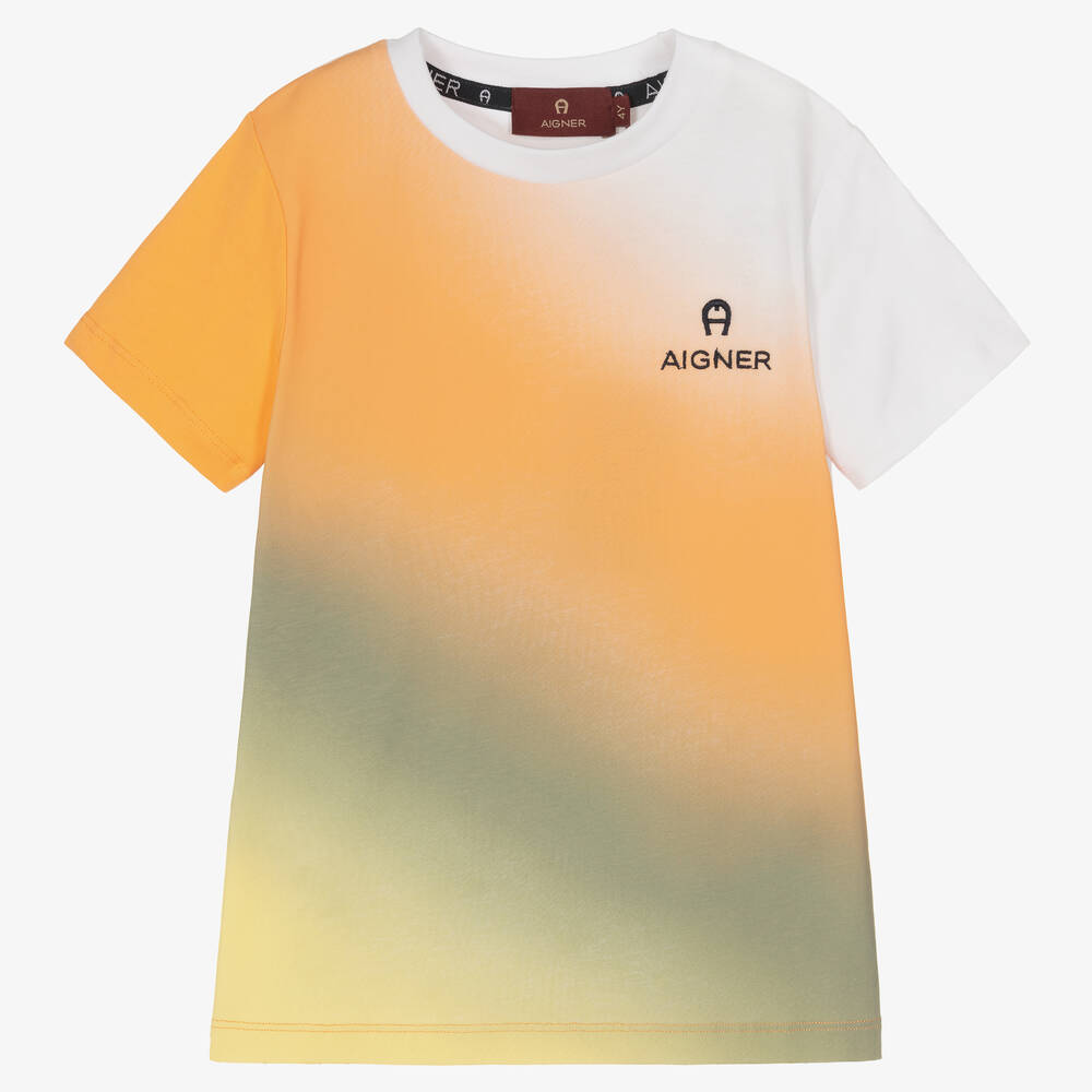 AIGNER - T-shirt dégradé orange en coton | Childrensalon