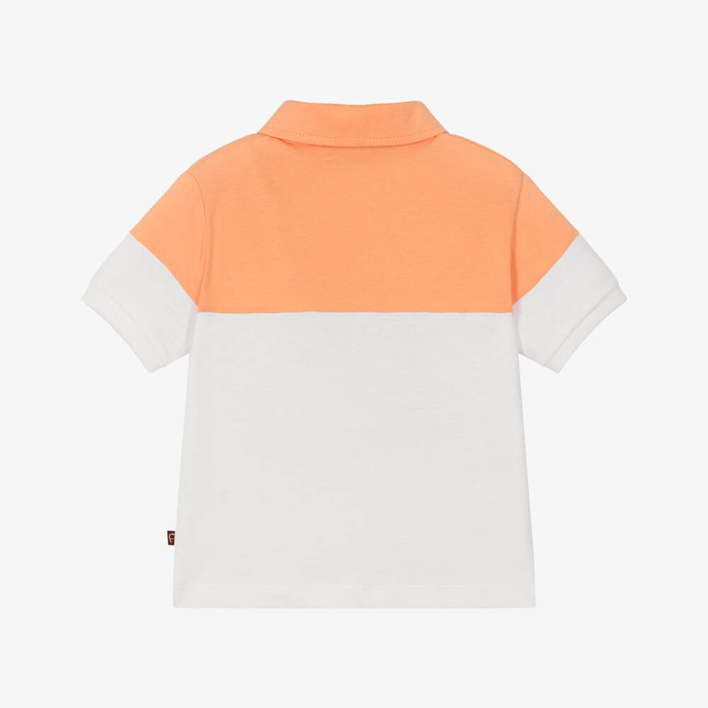 AIGNER-Boys Orange & White Cotton Jersey Polo Shirt | Childrensalon Outlet